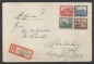 Preview: Michel Nr. 446 - 449 (Herzstück aus Block 1), Postwertzeichen-Ausstellung auf Einschreibebrief.
